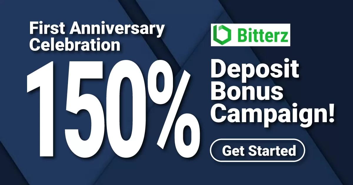 Up to 150% Bitterz First Anniversary Deposit Bonus