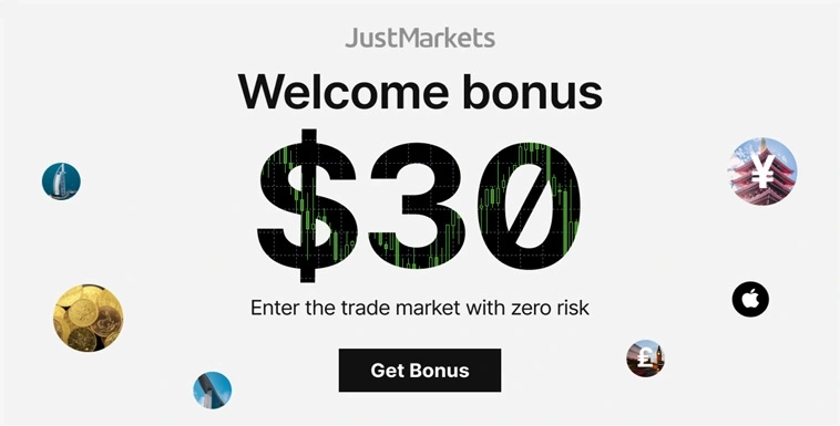 Get $30 JustMarkets No Deposit Bonus for Forex Live Trading
