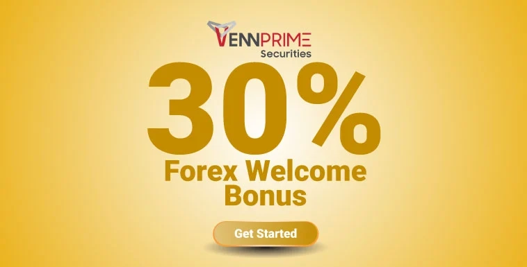 Get 30% Forex Welcome Deposit Bonus from Vennprime