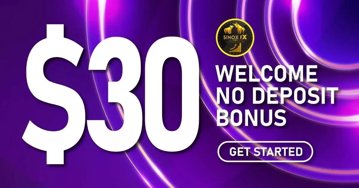 SinoxFX offers a no-deposit welcome bonus of $30
