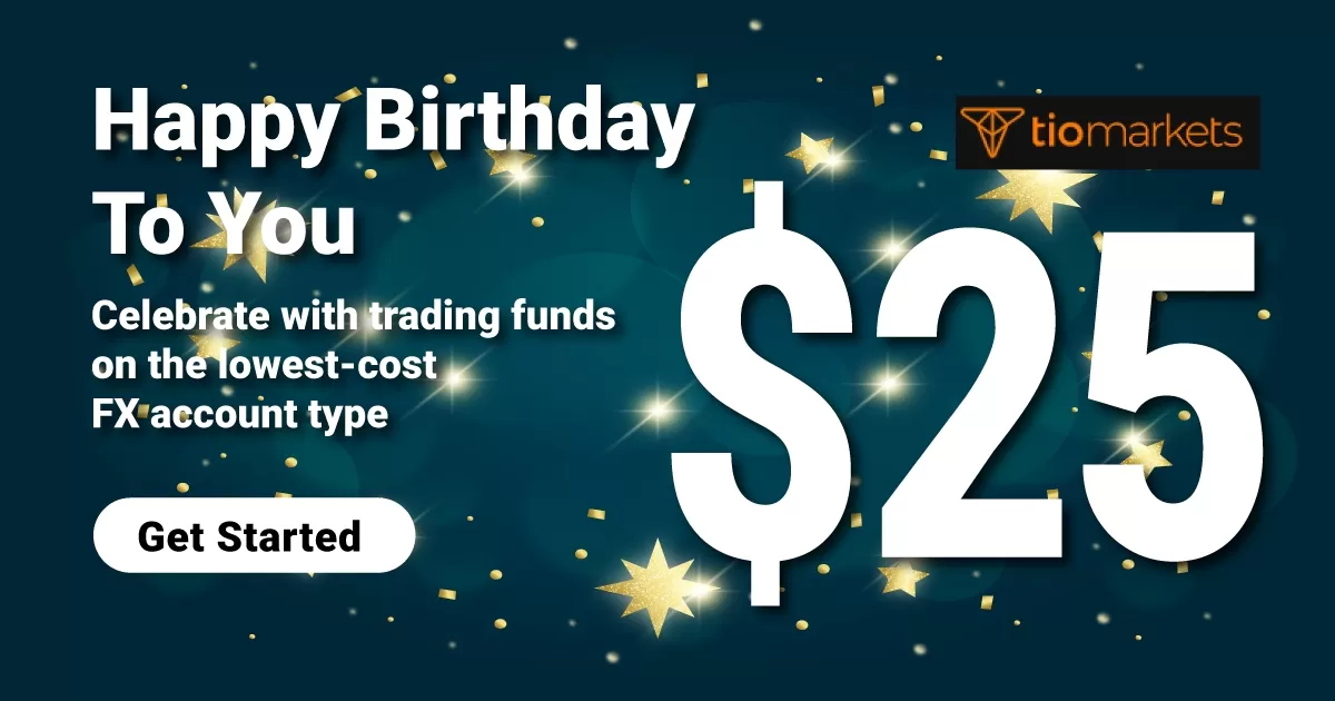 TIOMarkets Get $25 Free Birthday Trading Bonus