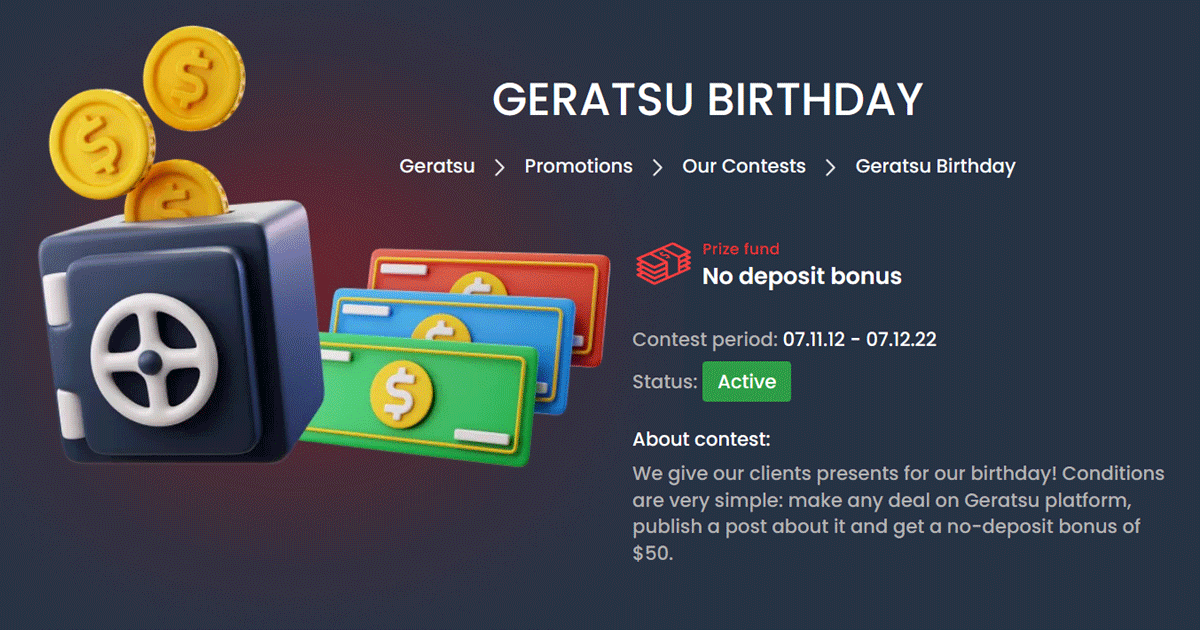 Forex Free 50 USD No Deposit Bonus by Geratsu